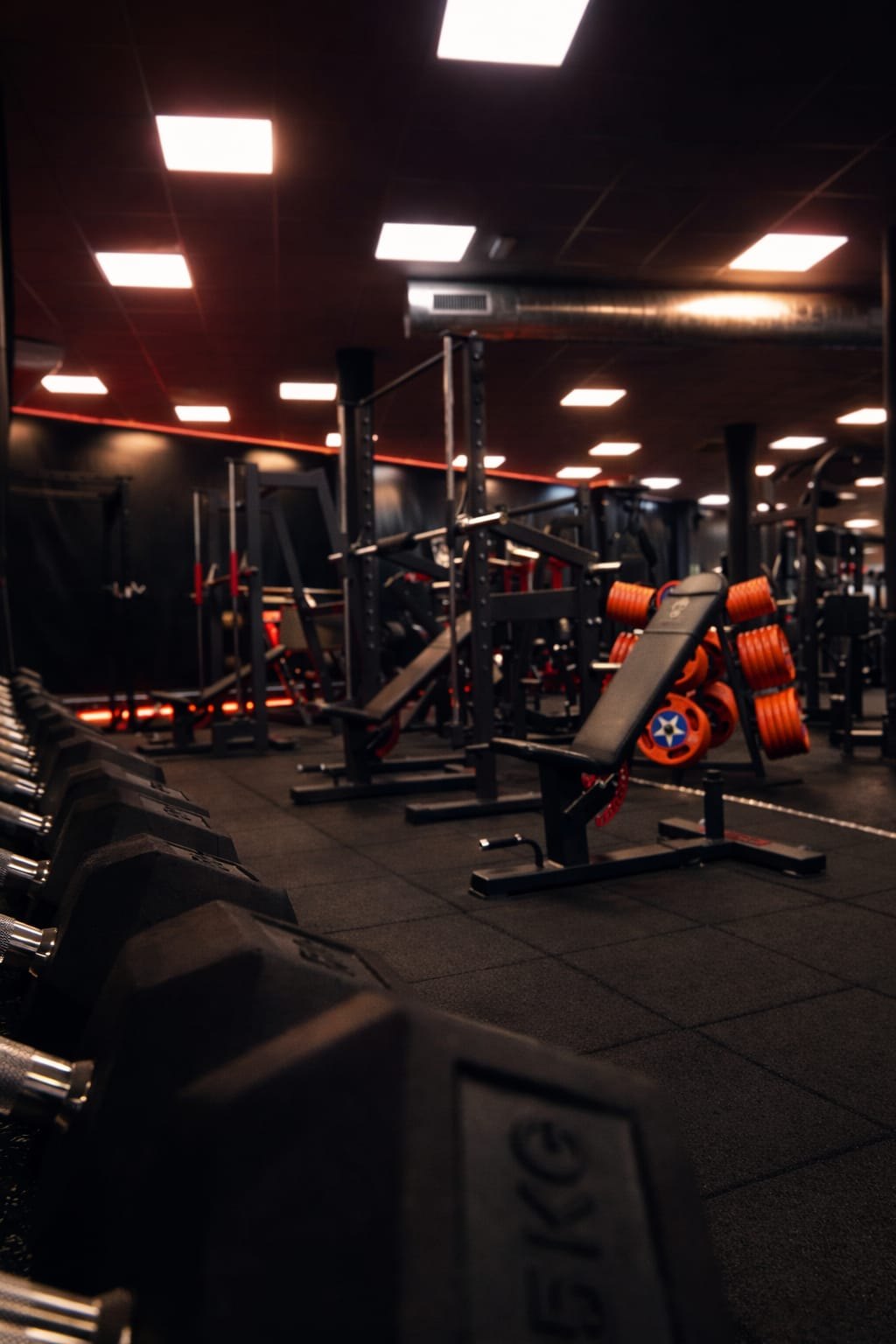 Zona de mancuernas y bancos de Gym Tonic Inca